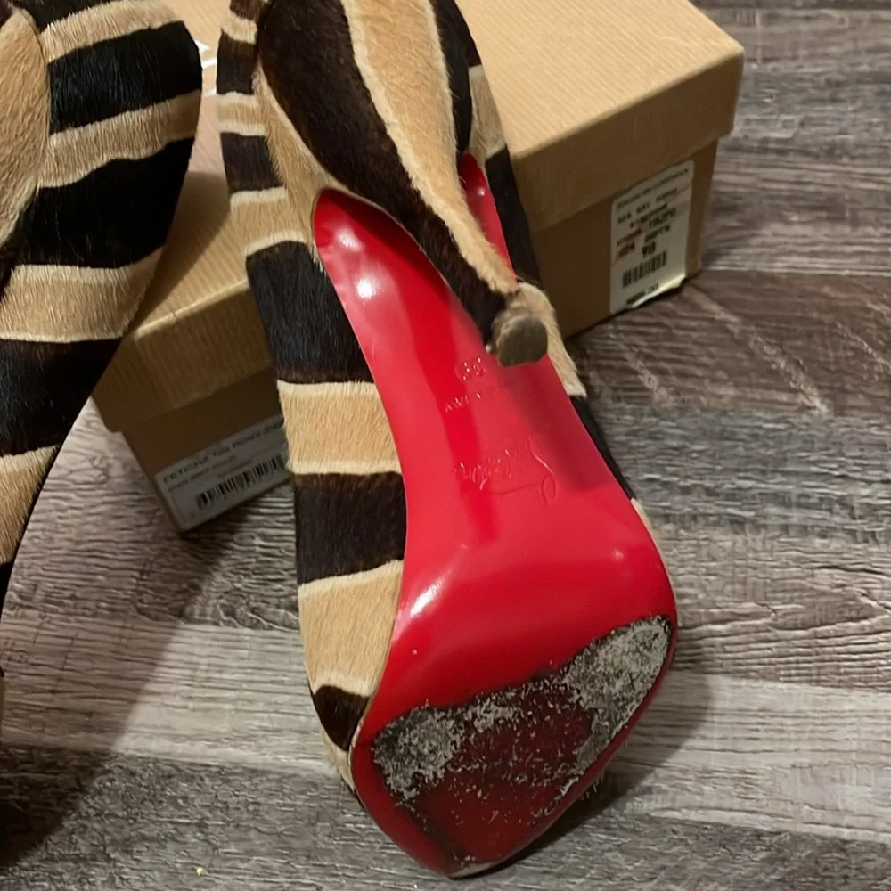 Christian Louboutin Feticha 120 Pony Zibrown. Size 39. Good condition. See pics. - Picture 8 of 9